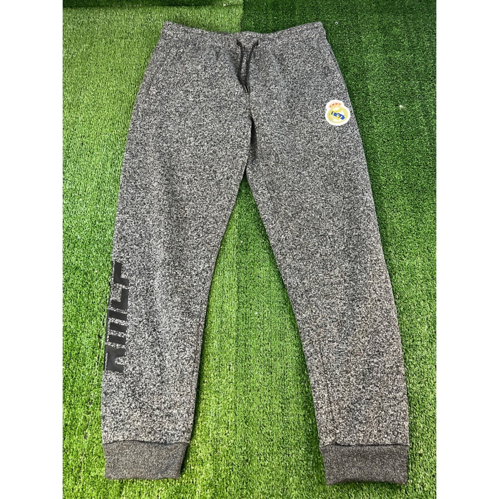 Real Madrid CF Mens Jogger Sweatpants Heather Grey Fleece RMFC Large L‎